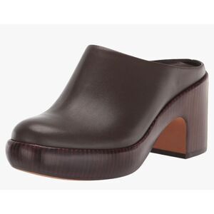 Vince Women's Black Navina Leather Platform Clog Mules Shoes